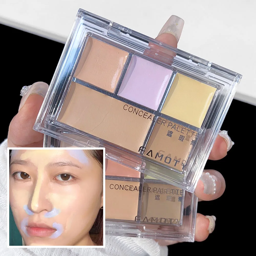 Five-color Concealer Palette Lasting Moisturizing Natural Full Coverage Dark Circles Acne Makeup Even Skin Tone Foundation Cream 4