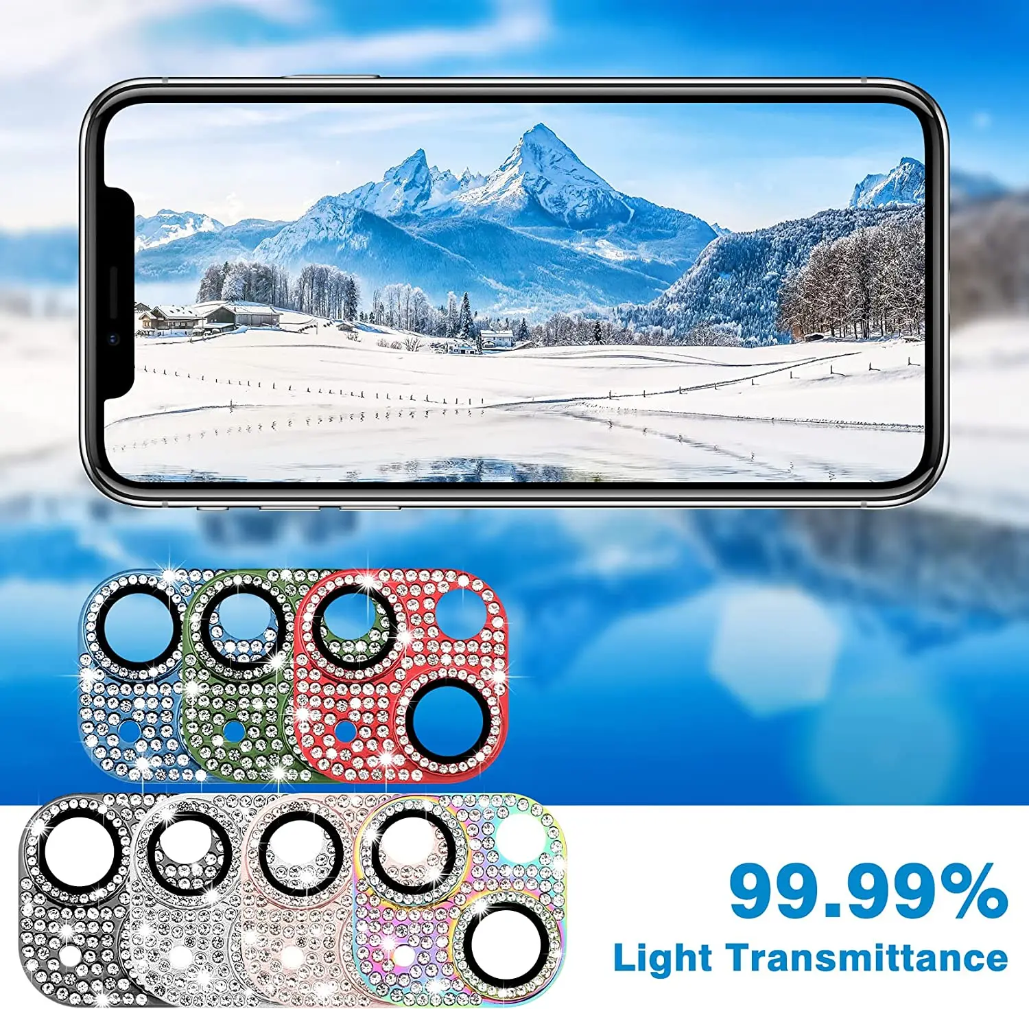 thumbnail image 5 of Funda protectora de lente de cámara con purpurina y diamante para iPhone 15 14 Plus 13 Pro Max 12 Mini 11, accesorio de protección para teléfono para mujer, 5 of 5