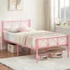 Platform Bed Frame with Headborad&Footboard,12.2 inches,No Box Spring Needed,Simple Assembly,Furniture(Pink,Twin) 1