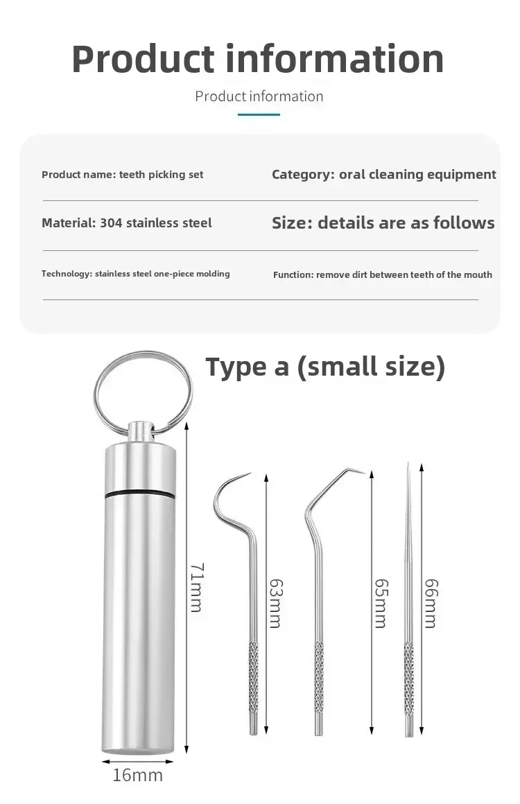Portable Stainless Steel Toothpick And Floss Oral Cleaning Set_voghion.com
