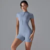 Yoga Set Women's Jumpsuits One-Piece Suit Zipper Short Sleeve Gym Push Up Workout Clothes Fitness Bodysuit Sportswear Tracksuit 6