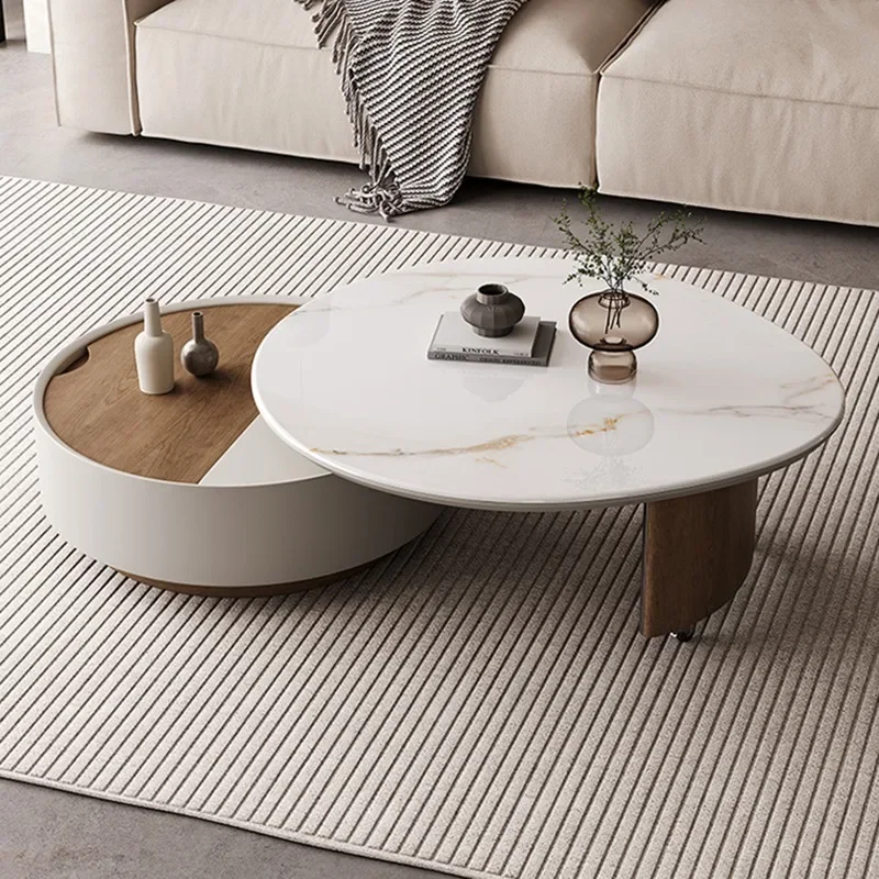 Rotatable Round Coffee Sofa Table Luxury Living Room Sofa Living Room Table Bedroom Desks Designer De Salon Kotatsu