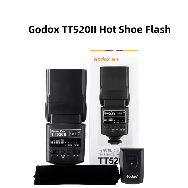 Godox TT520II Hot Shoe Flash Wireless 433MHz Fast Recycling Multi-Angle Rotation for Canon Nikon Sony Fujifilm Olympus Panasonic