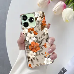 Luxury Clear Silicone Flower Design Phone Case - Protective Cover for ZTE V50 Smart (TM2701)
