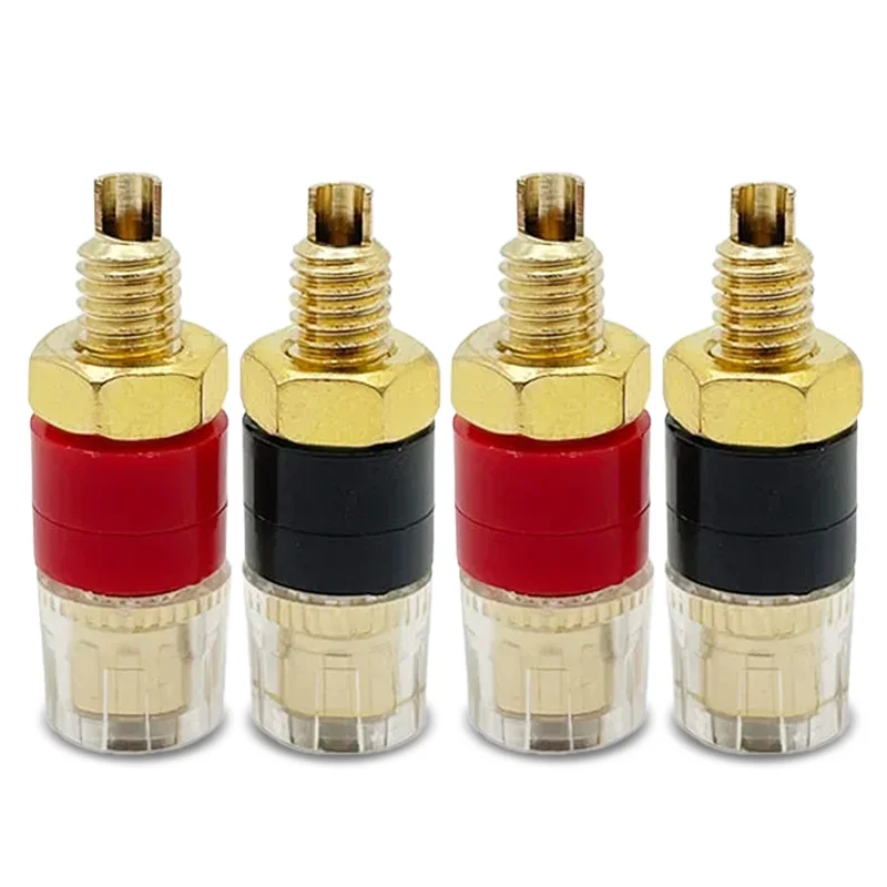 Banhado a Ouro Hifi Amplifier Speaker Binding Posts Conector Terminal de Bronze com Shell Transparente Banana Plug Socket mm 20 Pcs