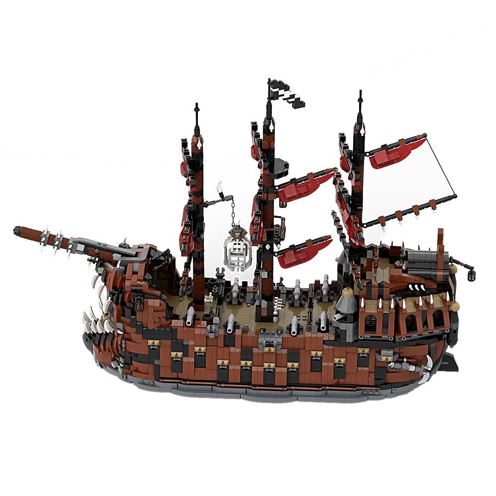 

Gobricks MOC The Ruined King Bricks Model The Black Pearl Flying Dutchman Mascot Building Blocks Set Toys For Gift