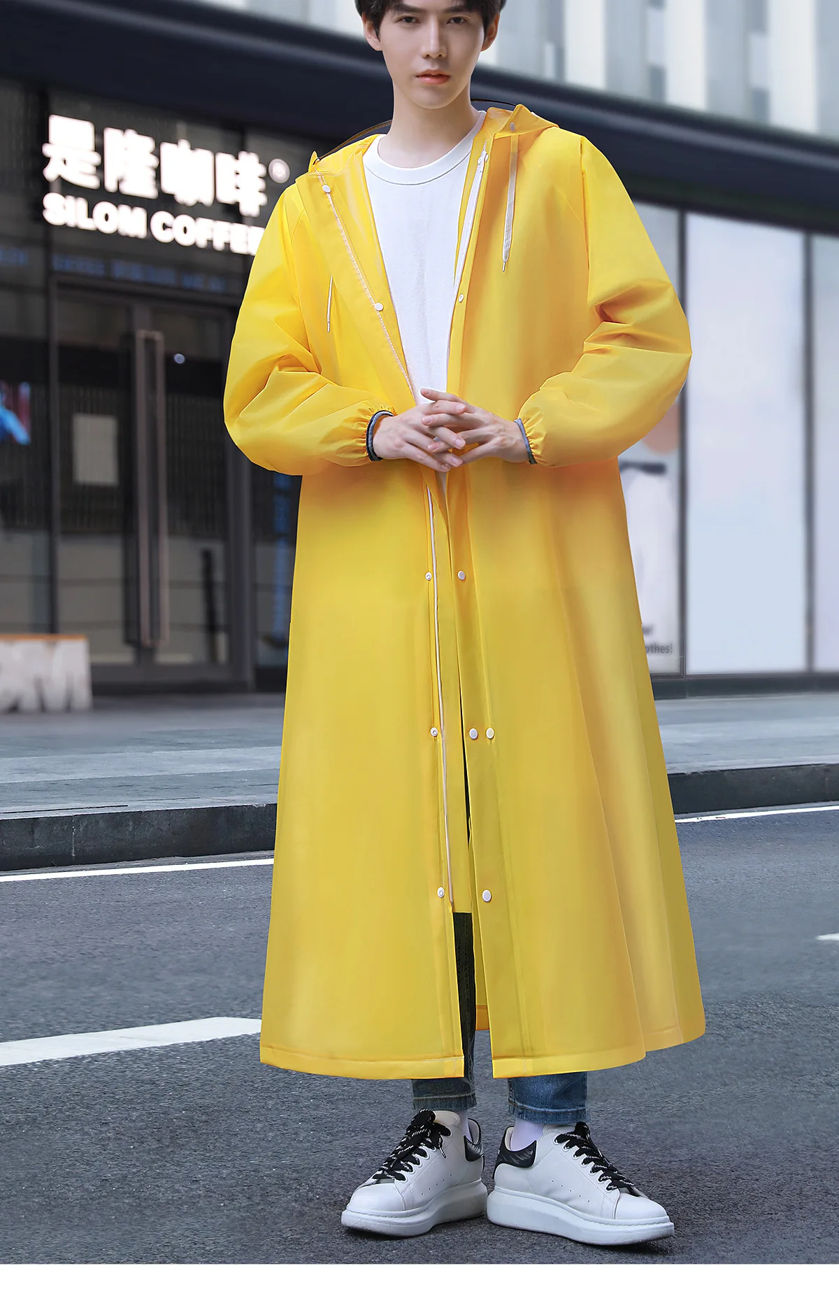 Extended Fashion Raincoat for Men - Waterproof EVA Men's Rain Poncho for All Road Bicycle Adventures