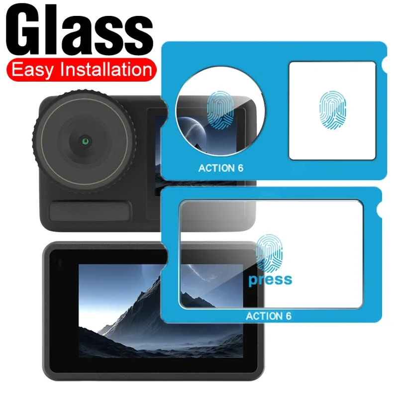 Einfach zu installierender Displayschutz aus gehärtetem Glas für DJI Osmo Action 6 Kameraobjektiv, ultraklarer Film für DJI Action6 Zubehör – Detail 1