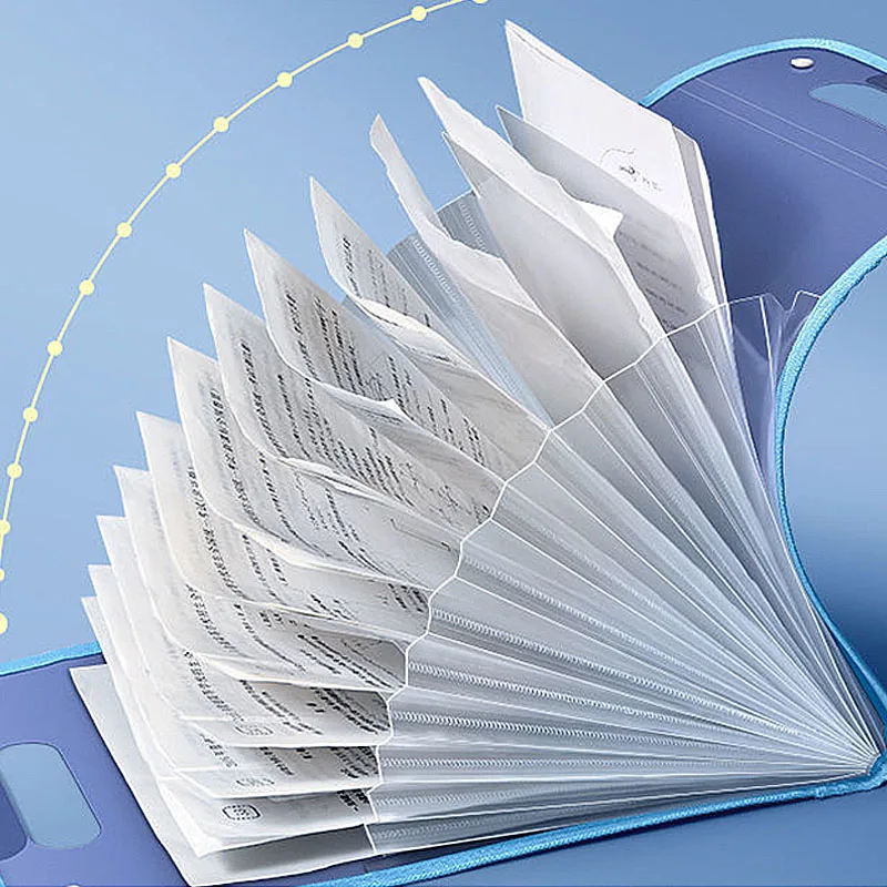 Cartella Portadocumenti Espandibile A4 con 13 Scomparti, Organizzatore in Plastica per Documenti, Borsa Portaoggetti Portatile per Ufficio, Scuola e Studenti - immagine 2