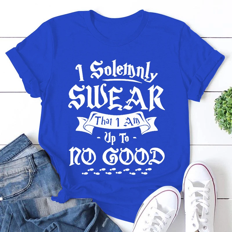 Playful I Solemnly Swear That I Am Up To No Good Graphic Tee - Unisex Summer Casual T-Shirt