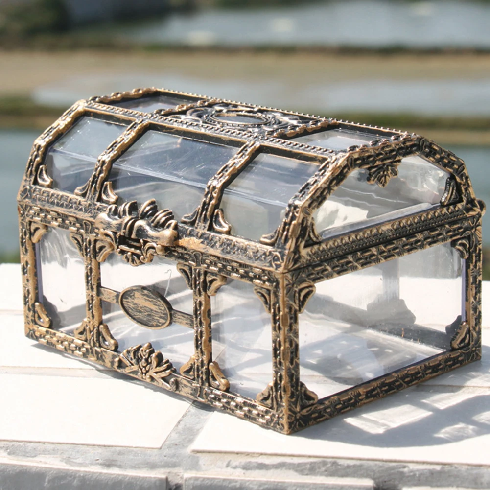 Bambini Vintage Treasure Chest Storage Box Orecchini Jewelry Organizer Party Decorativo Halloween Crystal Pirate Gingillo Candy Gem