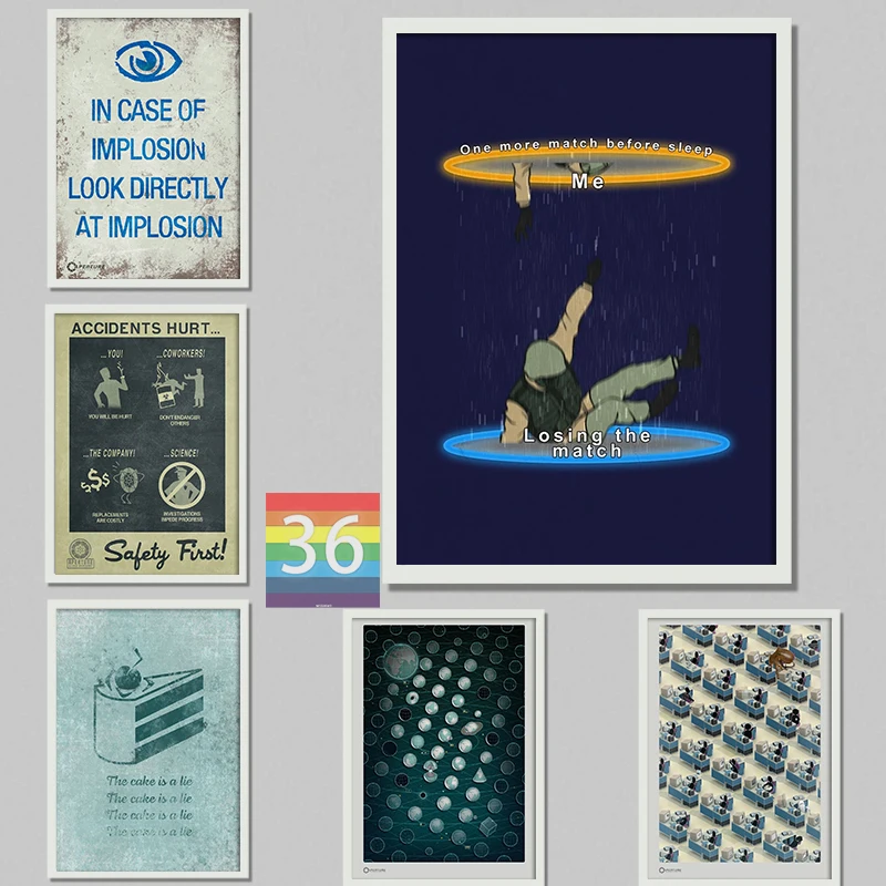 Portal Game Funnty Poster Canvas Printing Portal Game Home Room Decorazione Della Parete Portale Sala Da Gioco Wall Art Picture Portal Gift