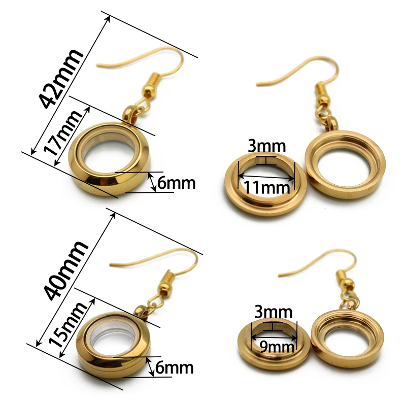 Pendientes De Aro HIJONES - Acero Inoxidable Con Cristal (13mm)
