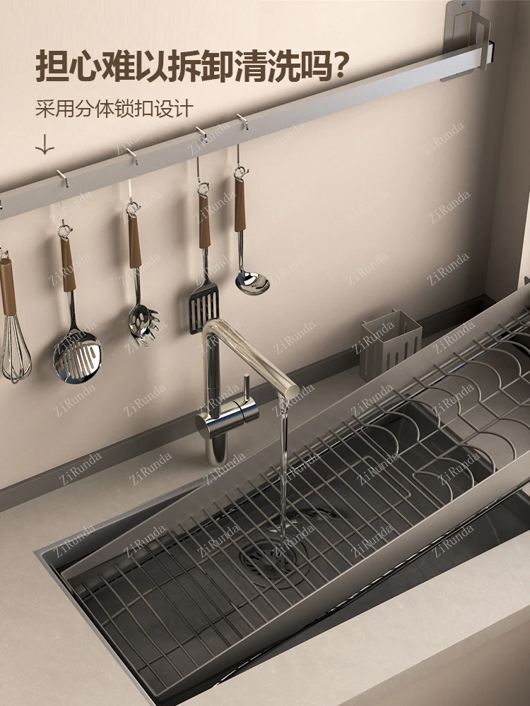 **Kitchen Wall-mounted Dish Drain Rack Dishsink Vegetable Basin Storage Rack Above Sink
