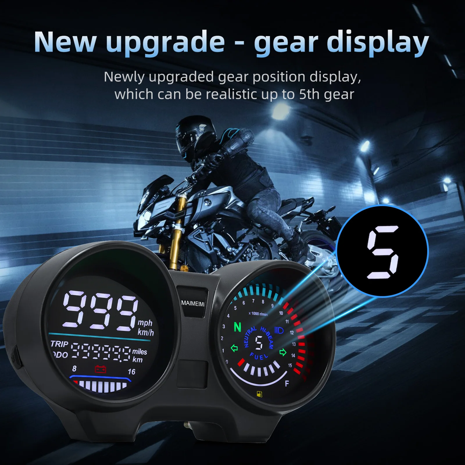 Motorcycle Dashboard Digital Tachometer Waterproof Red Fuel Gauge Turn Signal Lights for Brazil Digital Panel Titan 150