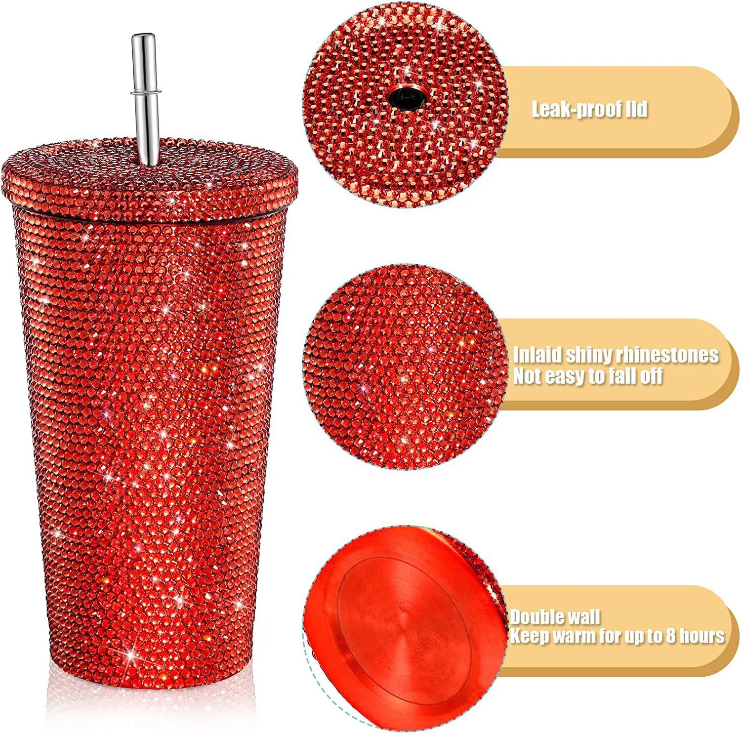 350ml/500ml/750ml Diamond Thermos Bottle Portable Diamond-encrusted Mug Reusable  Easy Clean for Women Outdoor Traveling Products - AliExpress