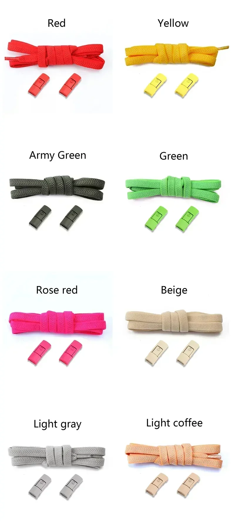 1 Paar bunte, elastische, flache Schnürsenkel ohne Binden mit Metallverschluss für Sneaker – langlebiges Schnürsenkel-Zubehör – Detail 9