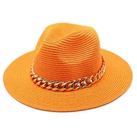 Female Straw Sun Hats Colorful Ladies Cap Luxury Chain Decoration Shade Women Vacation Beach 56-58cm 2022 Fashion TY0063 5