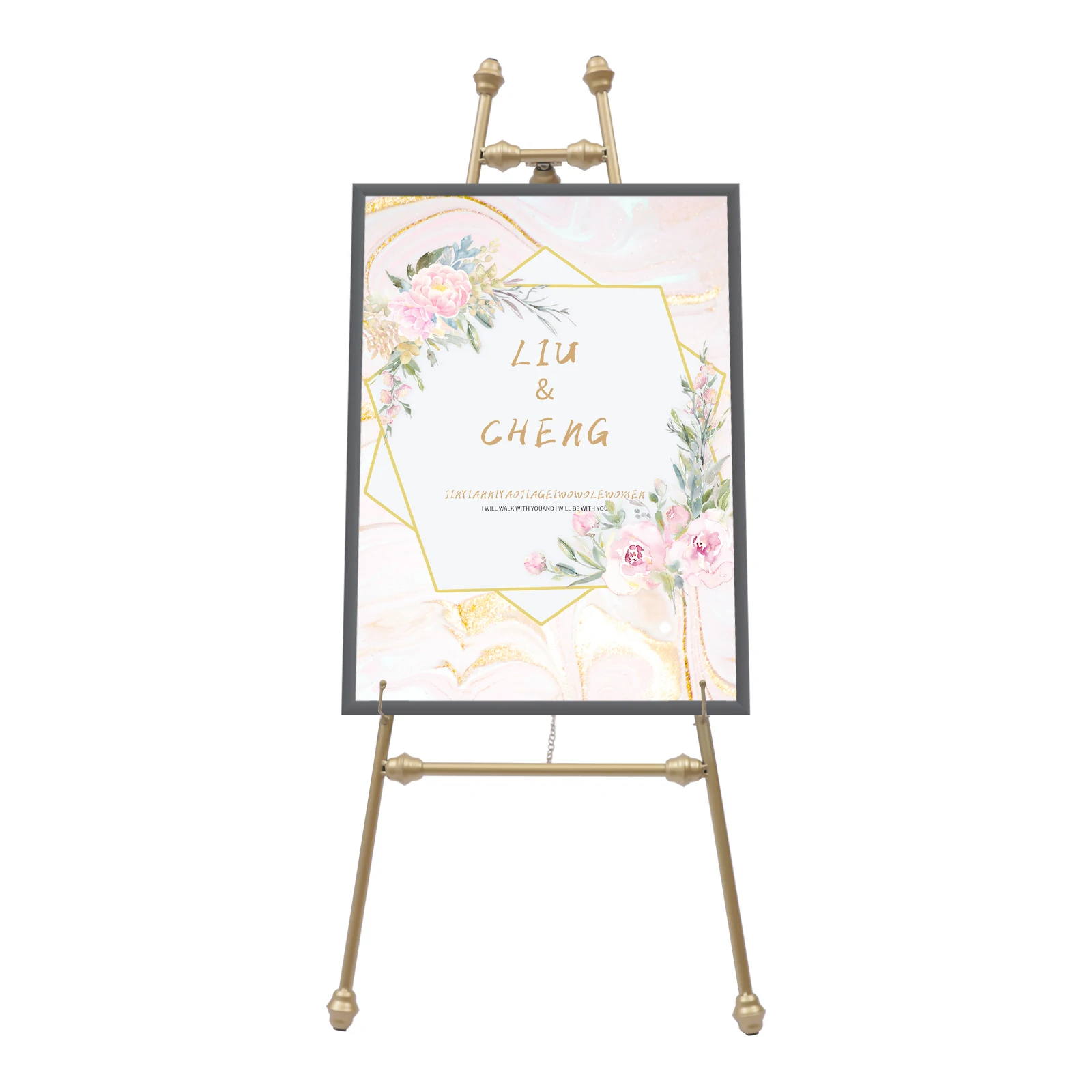 Display Easel Stand for Wedding Sign,Adjustable Inclination Metal Easel  Stand with Adjustable Hook Gold for Weddings Welcome Signs and Any  Exquisite