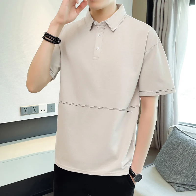 

M-3XL Mens Polo Shirts Summer Short Sleeve Turn-down Collar Solid Korean Casual Comfortable Male Tops Tees Clothes H46