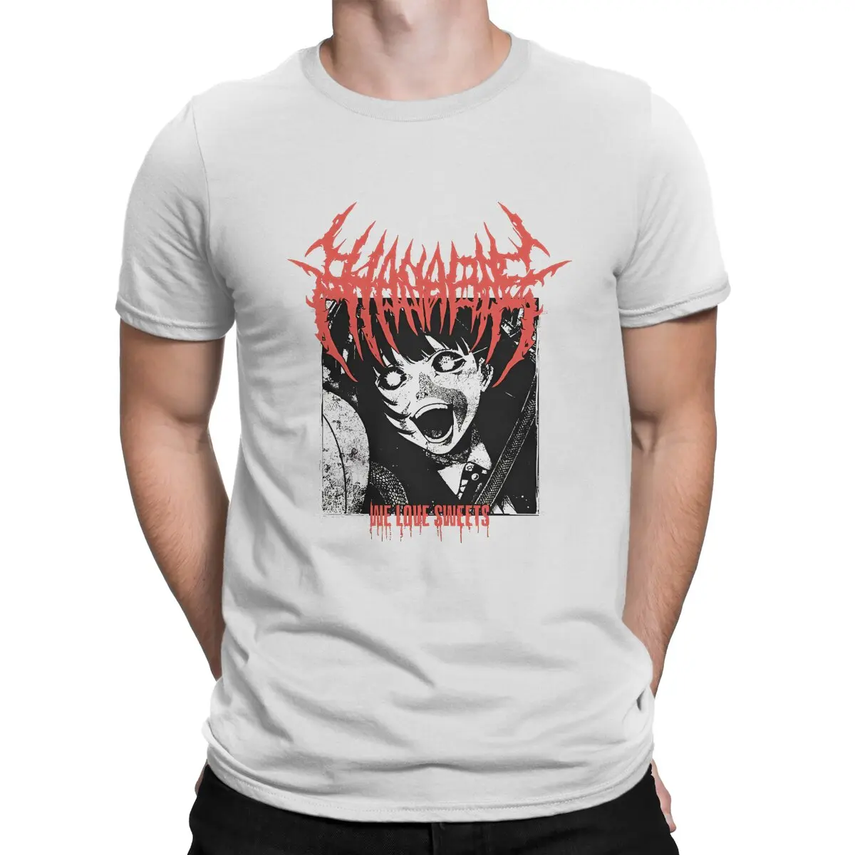 thumbnail image 1 of Camiseta para hombre "Love Sweets" de algodón vintage, manga corta, cuello redondo, talla 6XL, 1 of 7