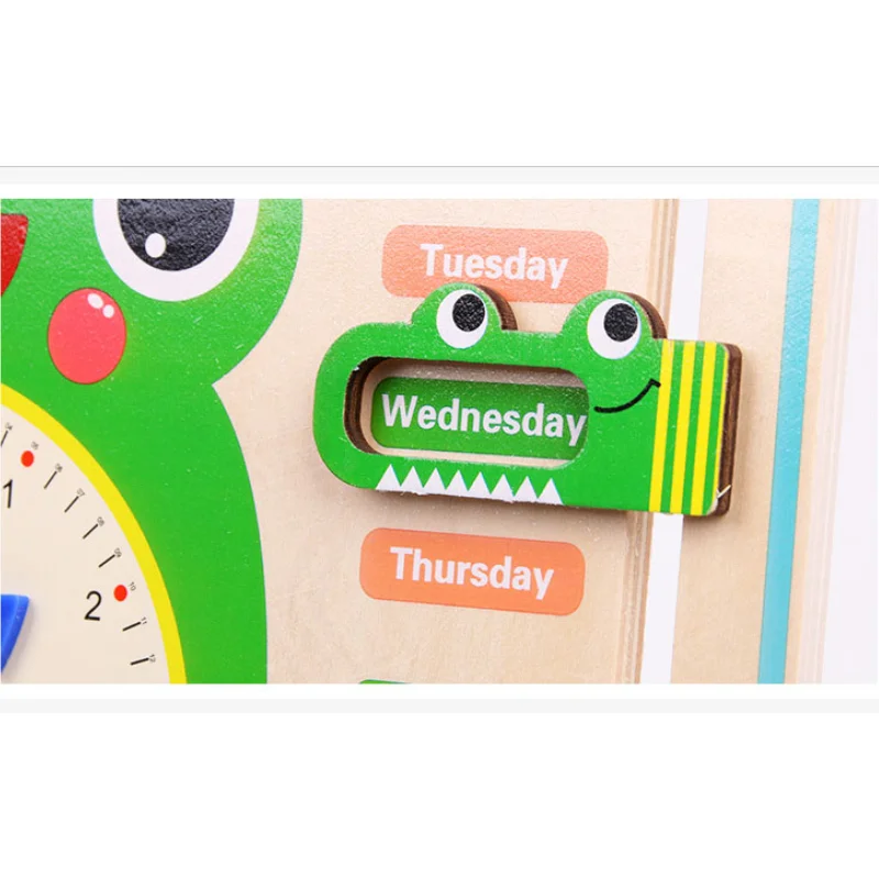 Montessori Toys Wooden Frog Calendar Baby Weather Season Clock Time Cognition Preschool Early Education Teaching Kids Toys Gift 6