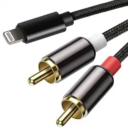 Premium Lightning to RCA Audio Aux Adapter for Amplifiers, Cars, and Home Theaters (Black)
