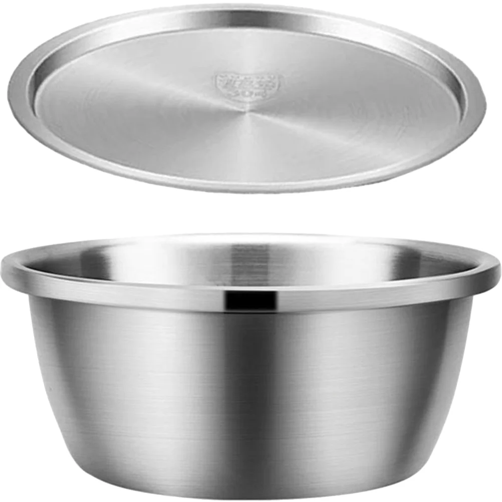 

Salad Bowl with Lid Cooking Food Containers Lids Pasta Fruit Tray Egg for Mixing Stainless Steel Bowls Basin Soup Pot