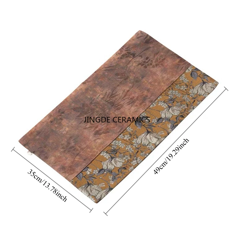 Chinese Tang Color Pattern Tea Table Mats Magnolia Flower Dry Brewing Tea Mat Splicing Thermal Insulation Zen Table Flag Cloth