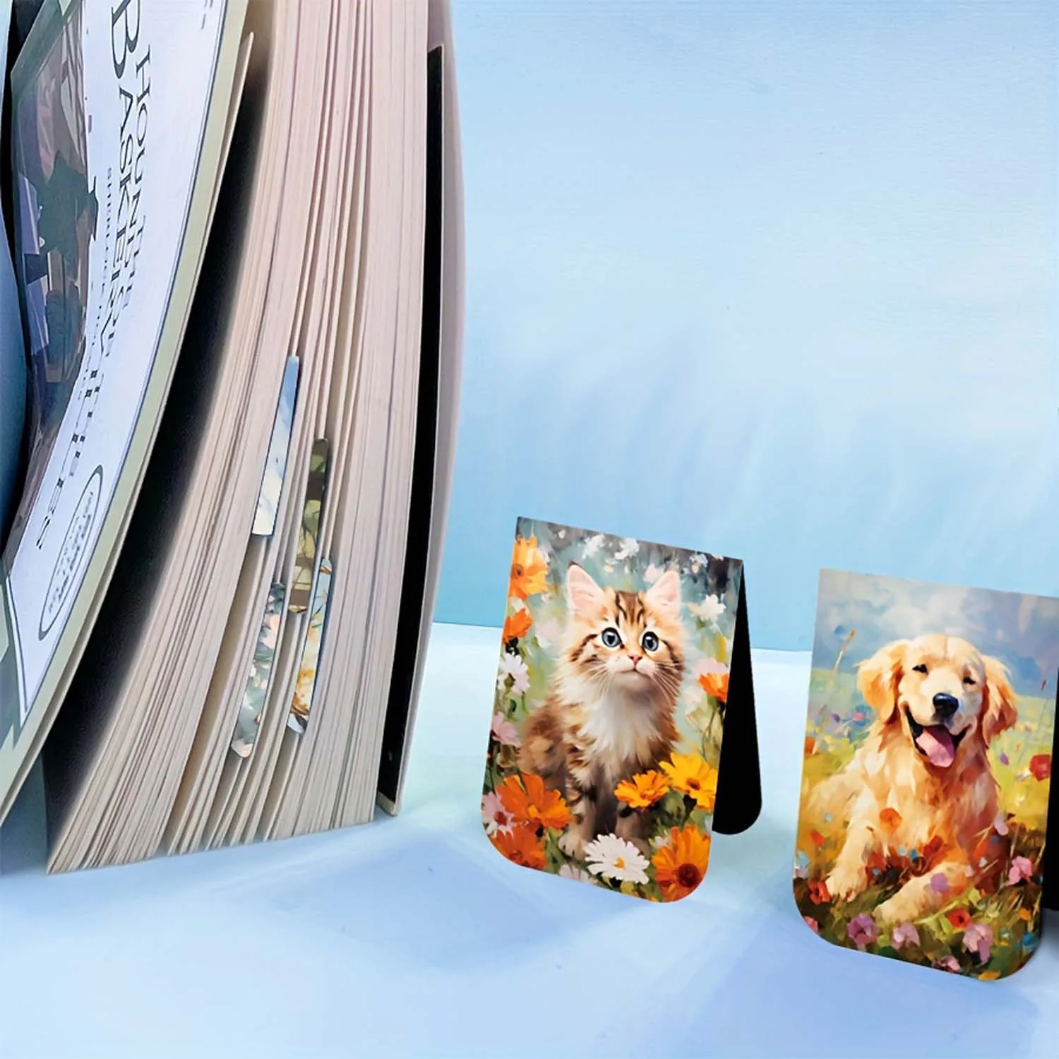 12pcs Bookmark Magnets Oil Painting Cute Decorative Personalized Magnet Students