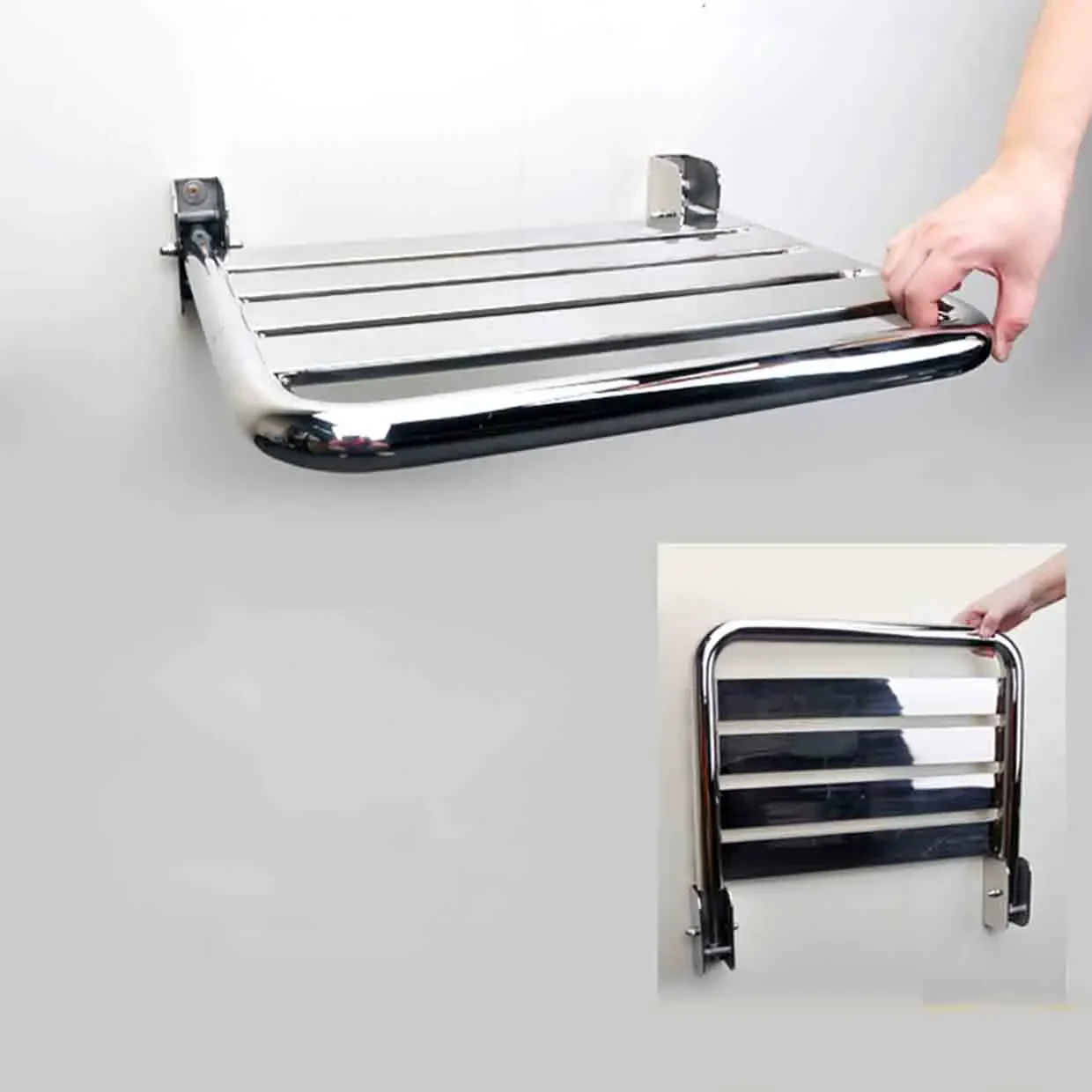 High-quality 304 Stainless Steel Shower Folding Seat Bath Shower Wall Chair Bathroom Stool Household Wall Mounted Bath Chair 2