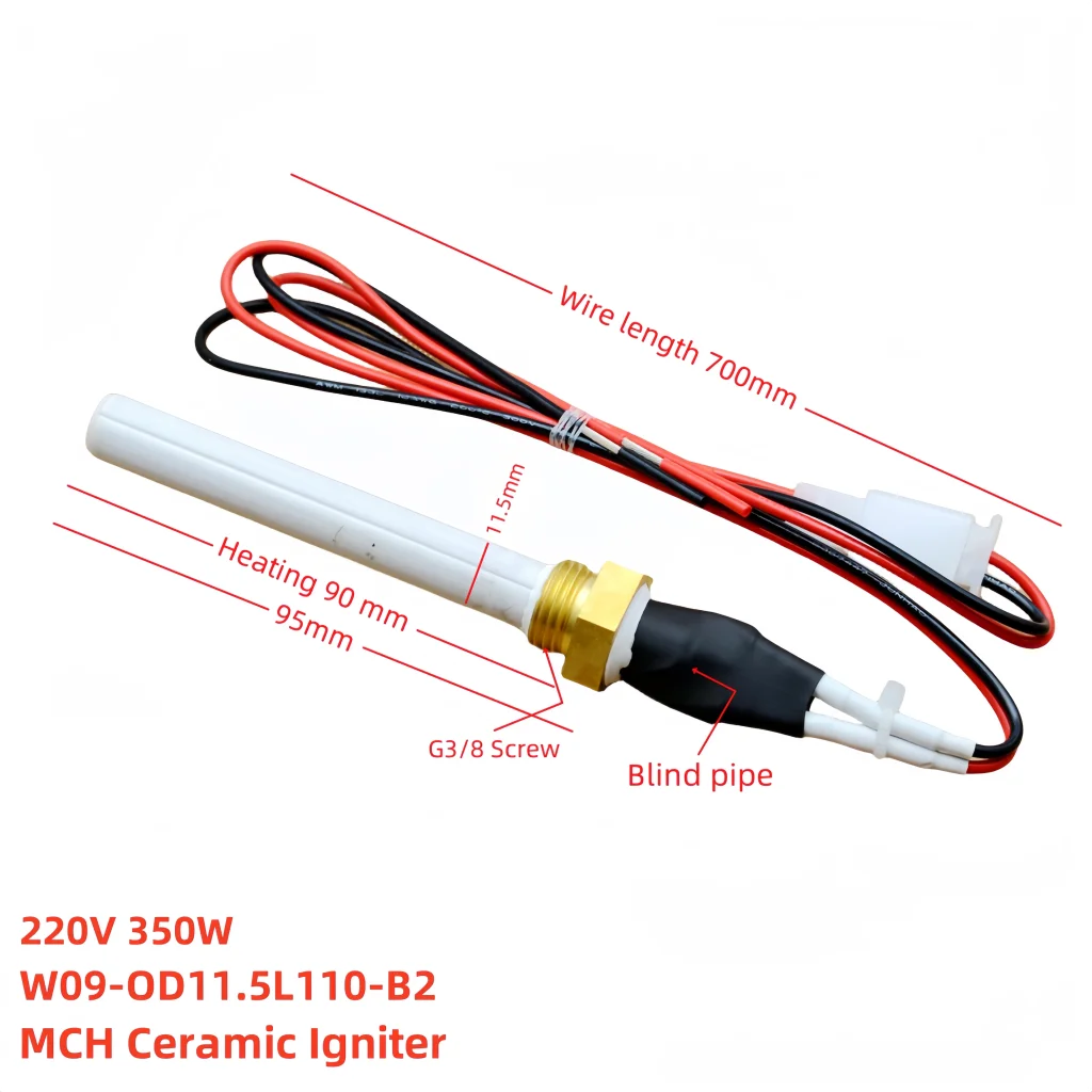 220V 350W pellet stove Igniter BBQ ceramic ignition rod for fast ignition, safety and energy-saving G3/8 screw