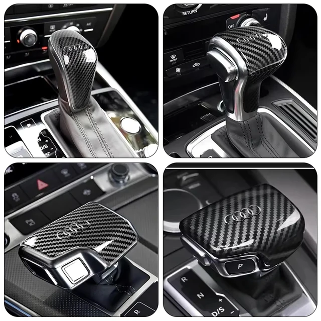 Car Carbon Fiber Gear Shift Knob Handle Cover Accessories For Audi Quattro SLine A3 A4 A6 A5 Q5 A1 Q7 Q3 Q2 Q8 A7 A8 TT S1 SQ5