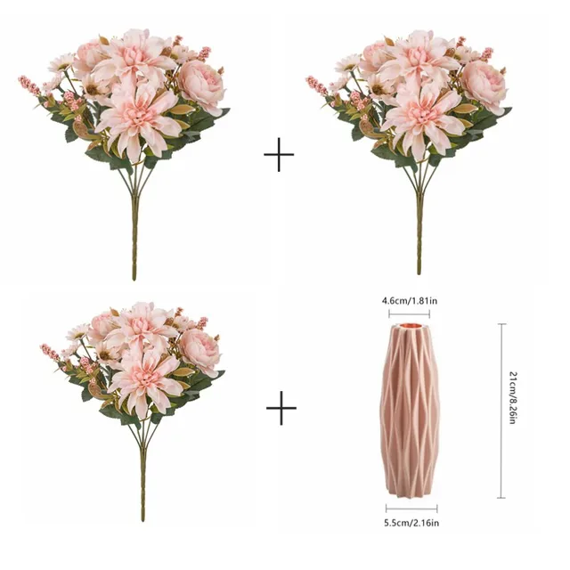 1 stk kunstig silkeblomst – georgine, rose og tusenfryd