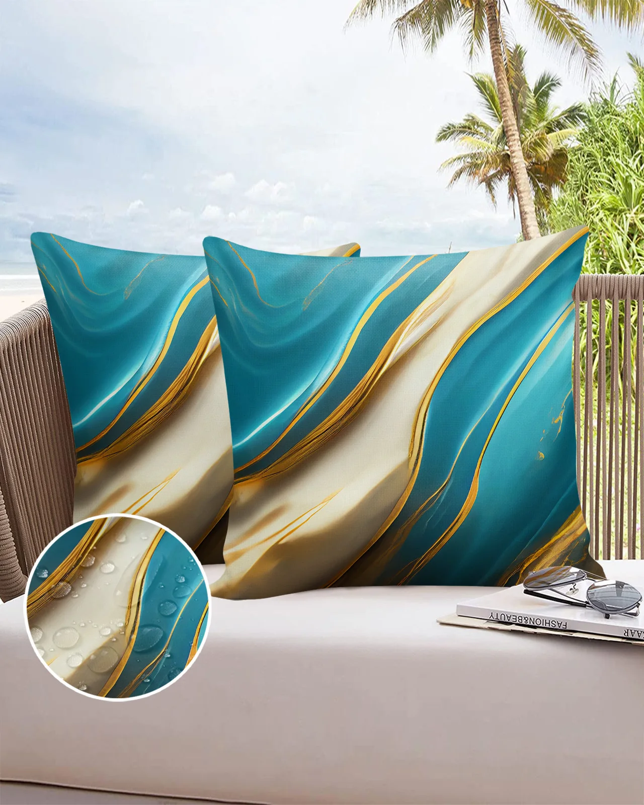 

Marble Texture Aqua Waterproof Pillowcase Decorative Sofa Bed Pillow Cover Home Decor Car Cushion Cover