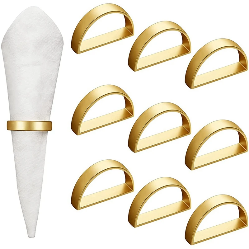 

20 Pieces Gold Napkin Rings Metal Napkin Ring Holders Modern Design Ring Holder Metal Semicircle Serviette Buckles