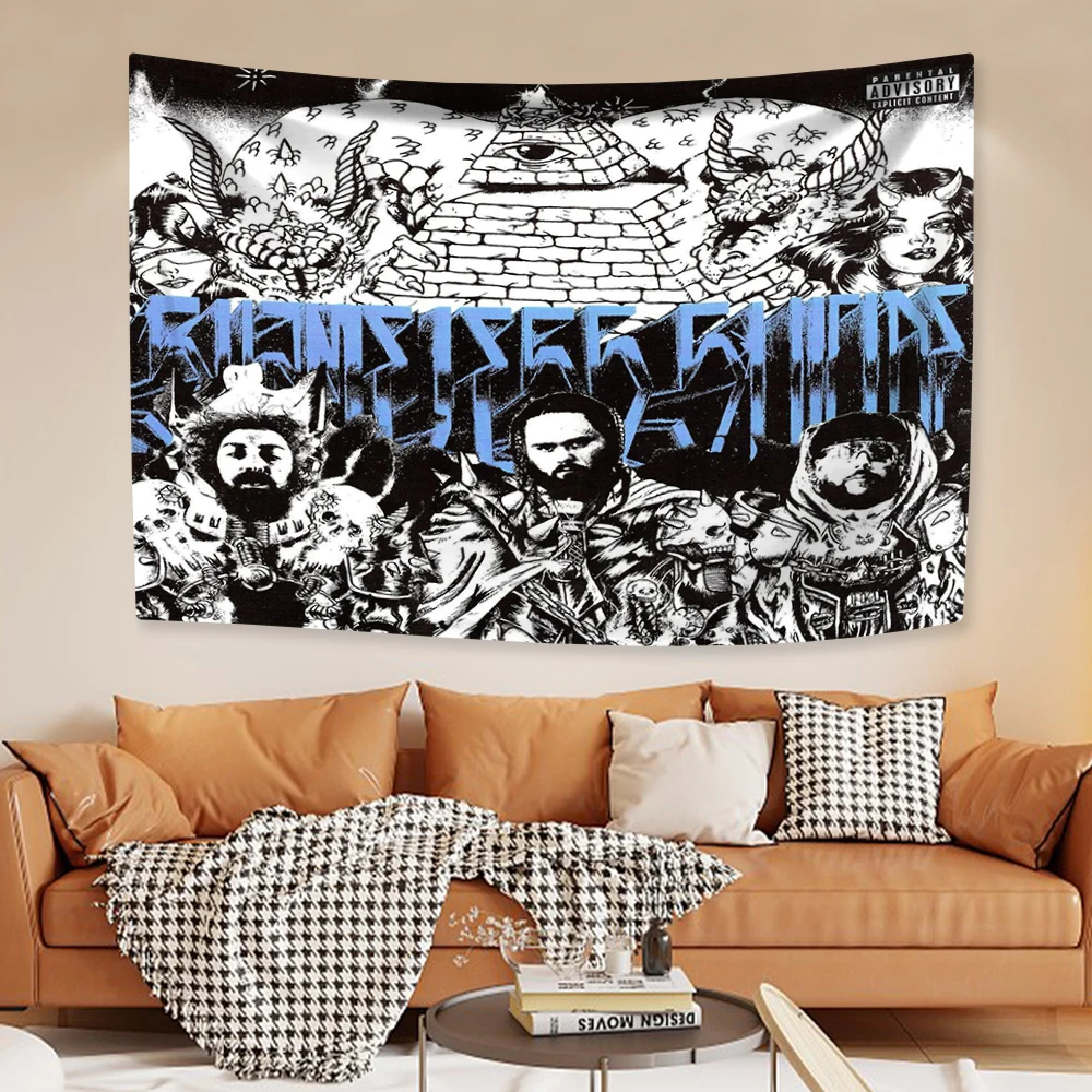 Tapestry Decorations Suicideboys Kill Yourself Tapestry Wall Hanging Rapper Home Decor Aesthetic Dorm Background Teen Room Decoration Concert Banner