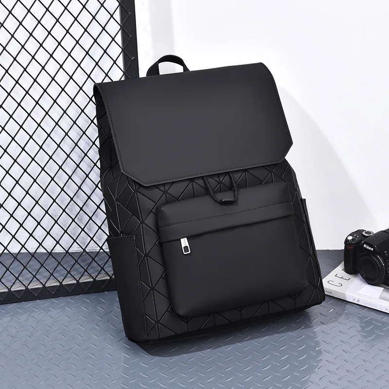 New waterproof PVC men's backpack trendy brand Lingge backpack large capacity student schoolbag fashion backpack street trend