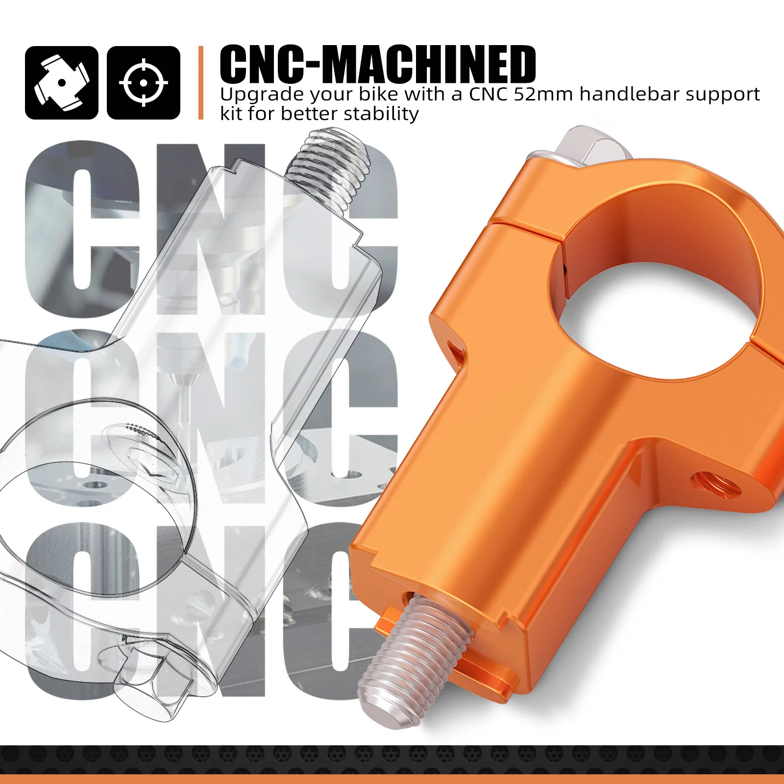 Supports De Guidon Surélevés 55 Mm Pour KTM - Aluminium CNC, Anodisé Noir - Compatible EXC, SX, Enduro - 7