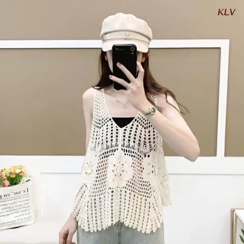 Sin Mangas Blusa Sin Costuras A Crochet Blusas Tejidas Sin Manga