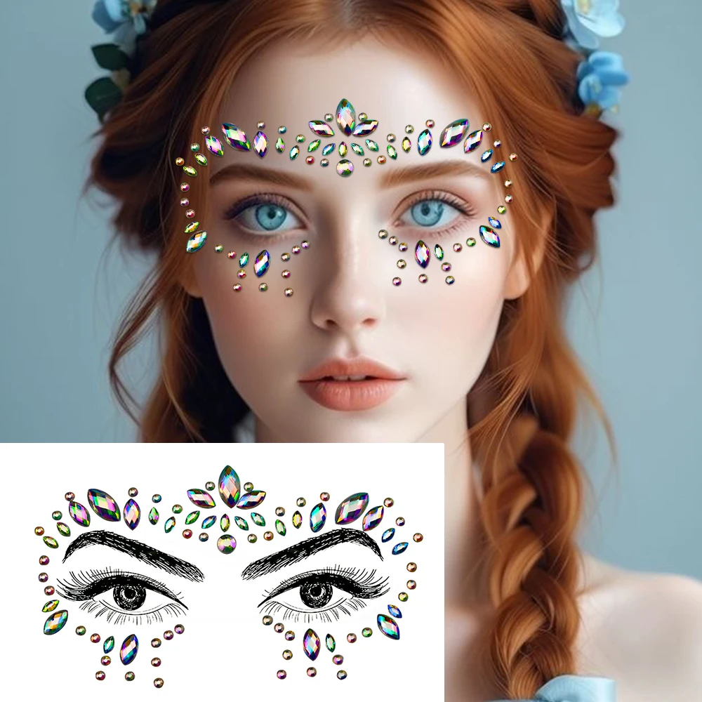 Sparkling Rhinestone Face Tattoo Stickers