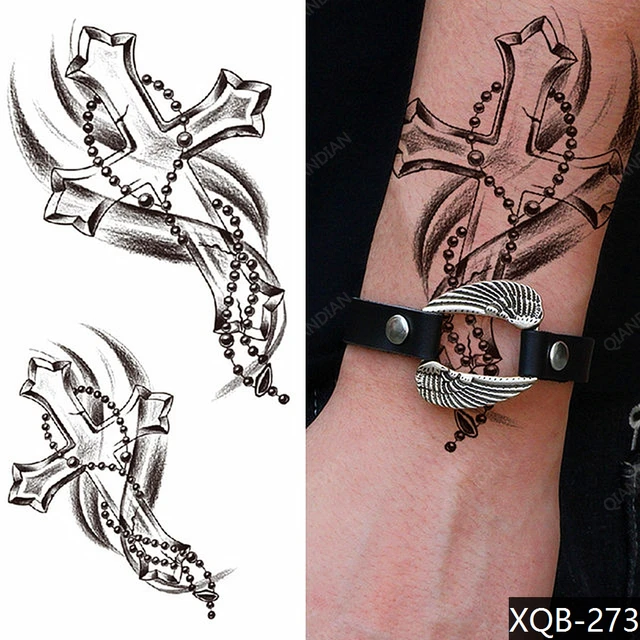 1pc Men Waterproof Temporary Tattoos Stickers Body Hand Wrist Cool Hipster  Black Christ Cross Washable - Temporary Tattoos - AliExpress