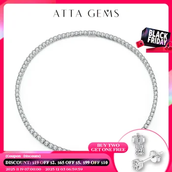 ATTAGEMS New in 925 Sterling Silver Tennis Necklace Round Cut 5.0mm D Color Charms Necklace for Women Fine Jewelry Wedding Gifts 1