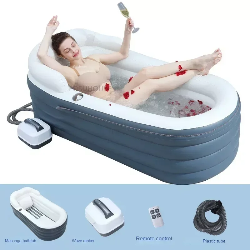 Modern Inflatable Bathtub Household Bathroom Bathtubs Massage Constant Temperature Whirlpool Adult Creative Folding BathtubZAQ 5
