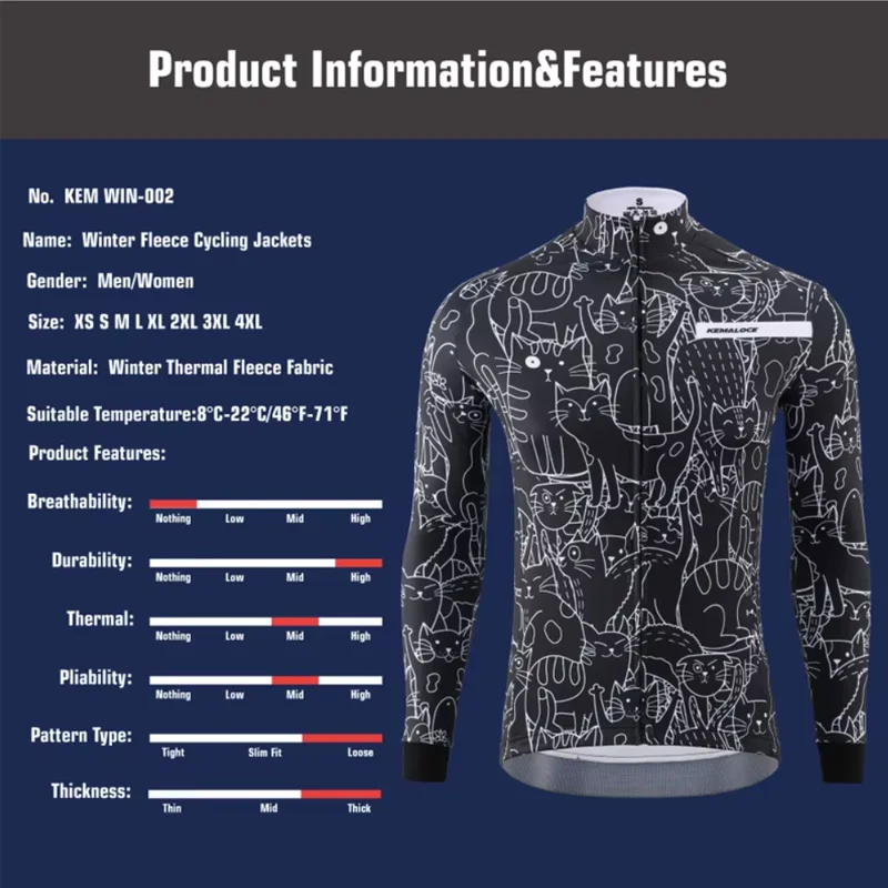 Cycling Clothes Men Autumn Winter Windproof Wool Long Sleeve Cycling Pants Cartoon Fleece Bike Ride Equipment