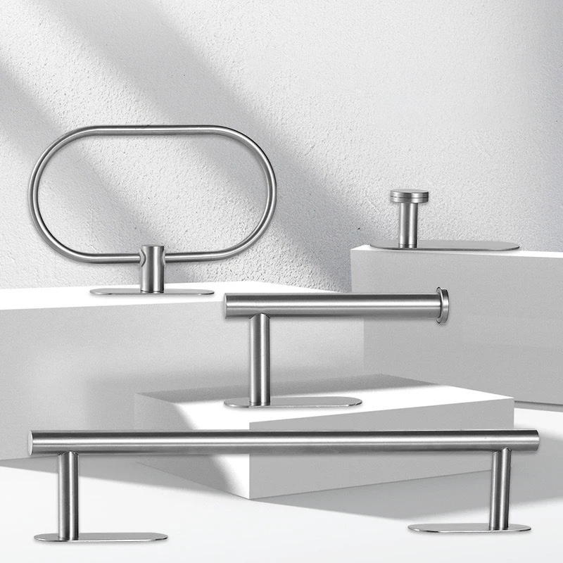 Toilet Paper Holder Towel Hook Bathroom Hardware Set Bathroom Hardware Accessories Shower Rod Storage Rack Bathroom Hardware Set No Drilling