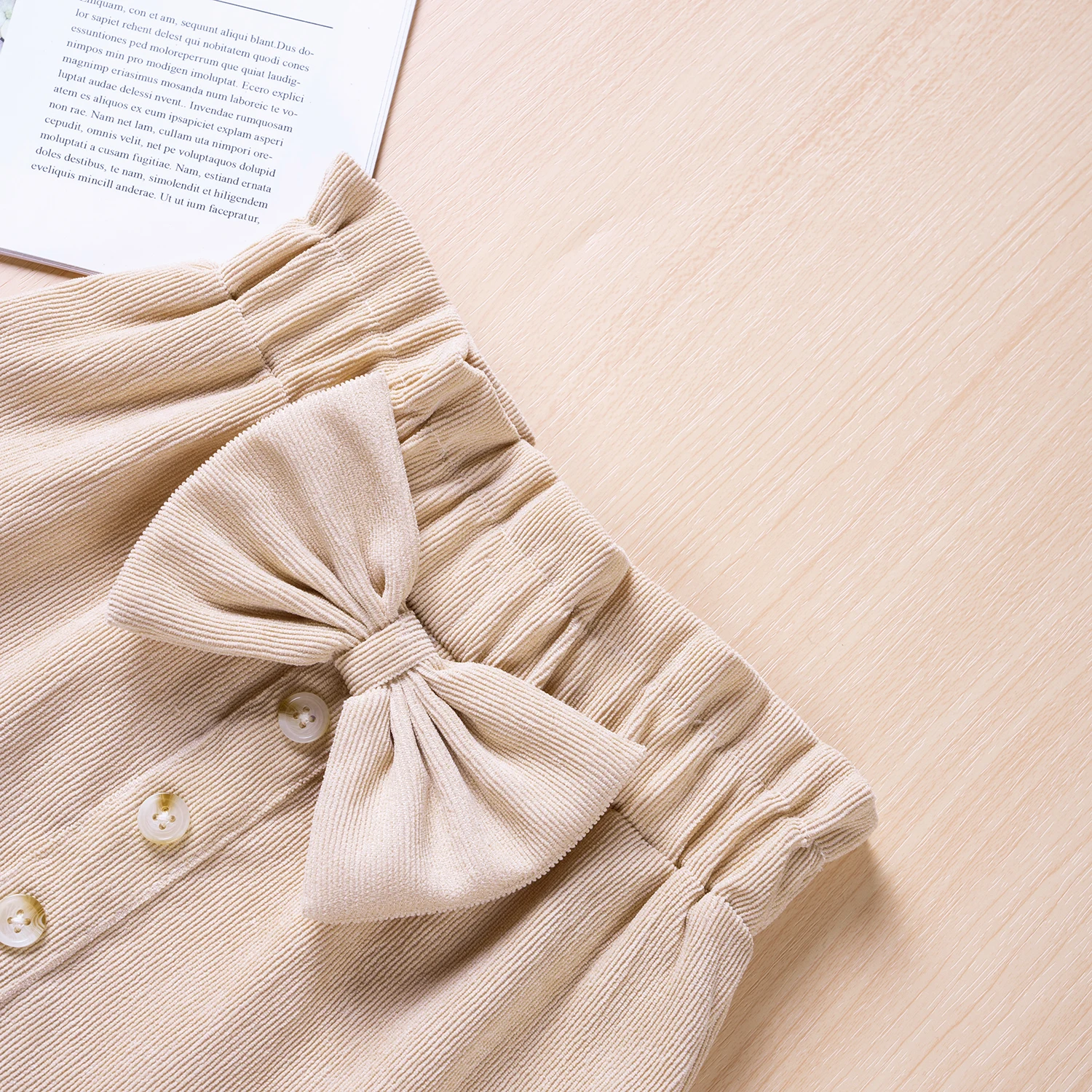 Children Skirts Girls Casual A-line Short Skirt Toddler Girls Solid Color Fashion Corduroy with Bow Kids Basic Button 1-6Y