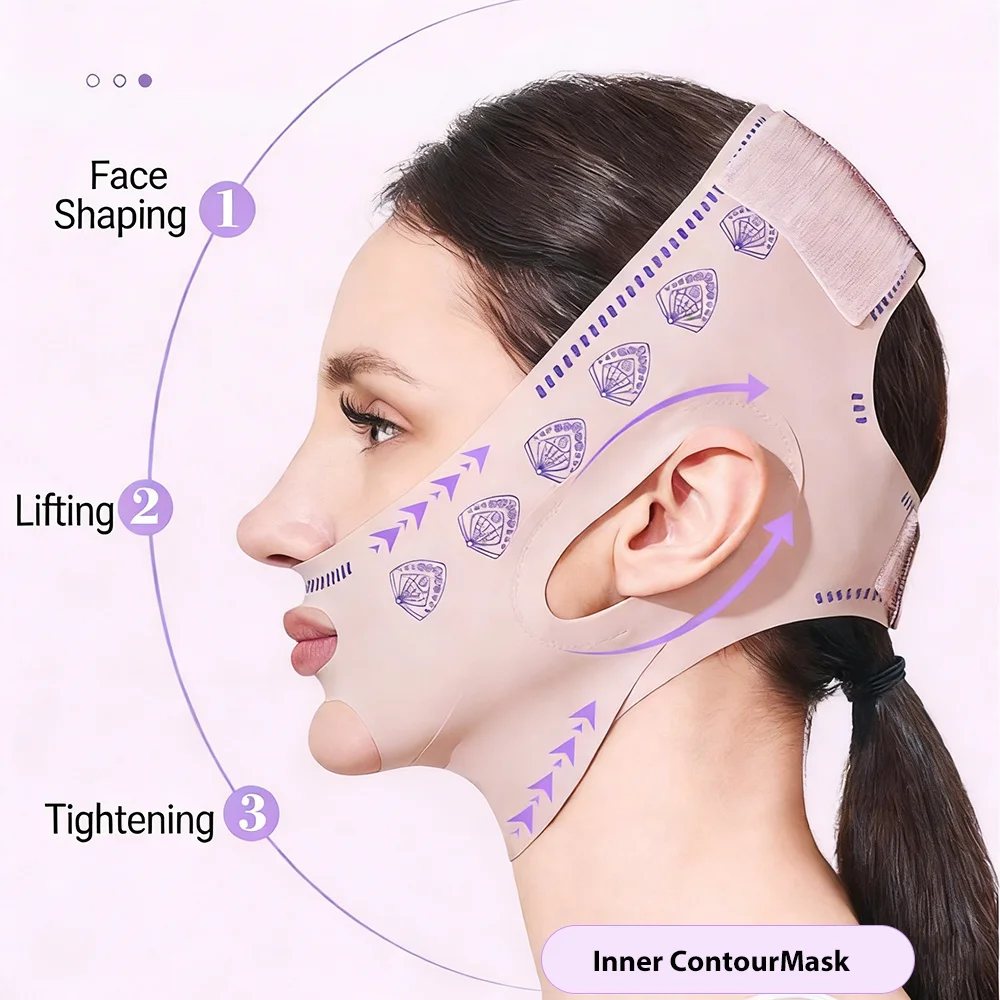 V Line Face Lifting Mask, Chin Strap for Sleeping, V Line Lifting Mask Face Slimming Strap, Double Chin Reducer Jaw Exerciser 2