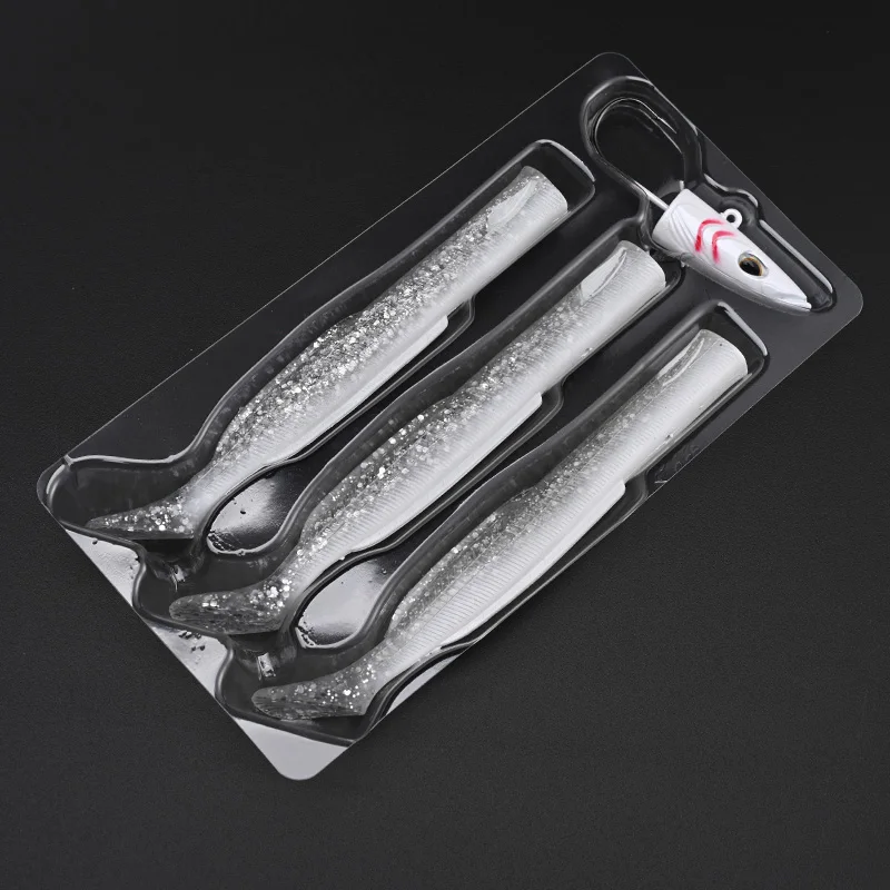 BLUX Vibrant Soft Eel Fishing Lure with Paddle Tail and Jig Head Hook - Saltwater Artificial Bait