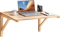 Wall Mounted Folding Table, Wall Mounted Drop Leaf Tables, Solid Wood Floating Desk for Dining, Laundry Room, Office 1